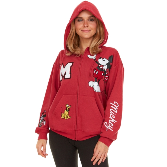 NWT Licensed Ladies Character MICKEY MOUSE Holiday Full Zip Up Hoodie Jacket L - Picture 2 of 11